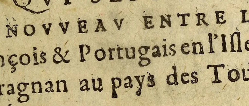 An illustration from Histoire veritable de ce qui s'est passé de nouueau entre les François & Portugais en l'isle de Maragnan au pays des Toupinambous, 1615, leaf 9