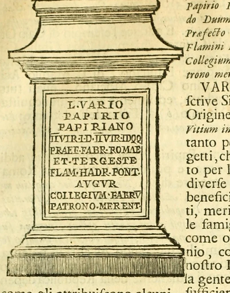 An illustration from Historia antica, e moderna: sacra, e profana, della città di Trieste ... : con la notitia di molt'arcani d'antichità ... e gesti d'huomini illustri ... sin'à ... 1698, 1698, leaf 185