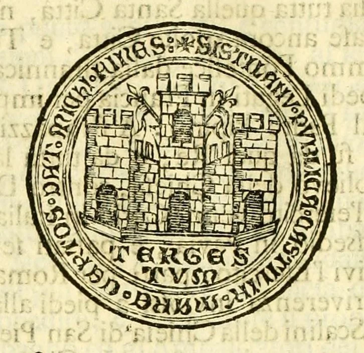 An illustration from Historia antica, e moderna: sacra, e profana, della città di Trieste ... : con la notitia di molt'arcani d'antichità ... e gesti d'huomini illustri ... sin'à ... 1698, 1698, leaf 616
