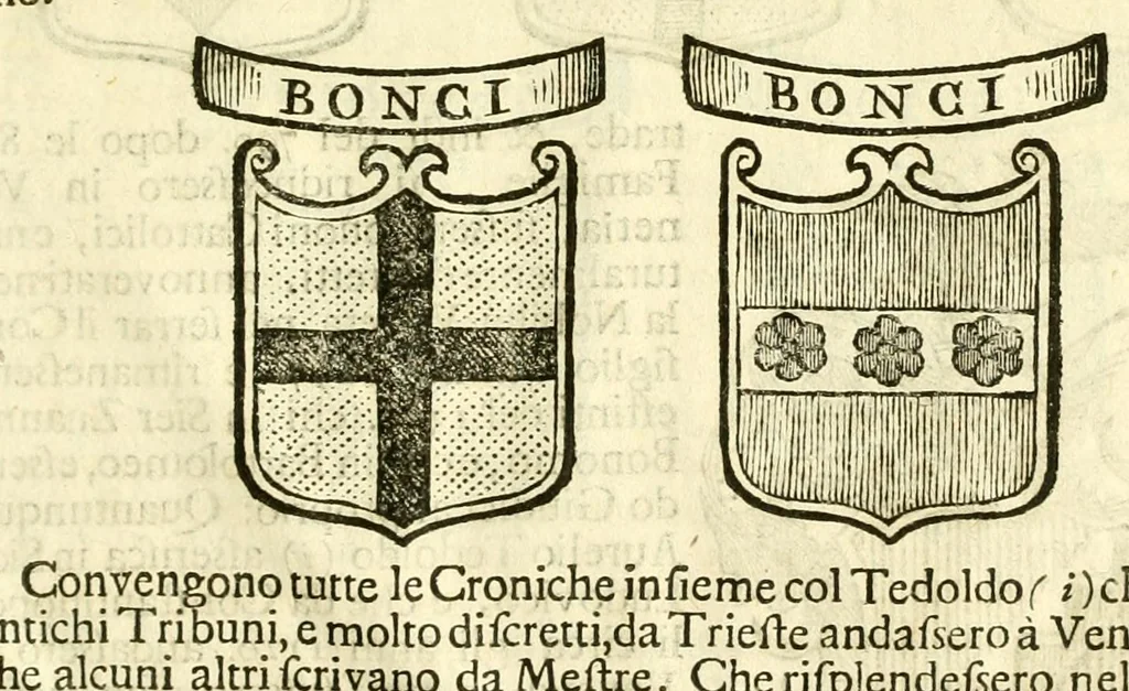 An illustration from Historia antica, e moderna: sacra, e profana, della città di Trieste ... : con la notitia di molt'arcani d'antichità ... e gesti d'huomini illustri ... sin'à ... 1698, 1698, leaf 711