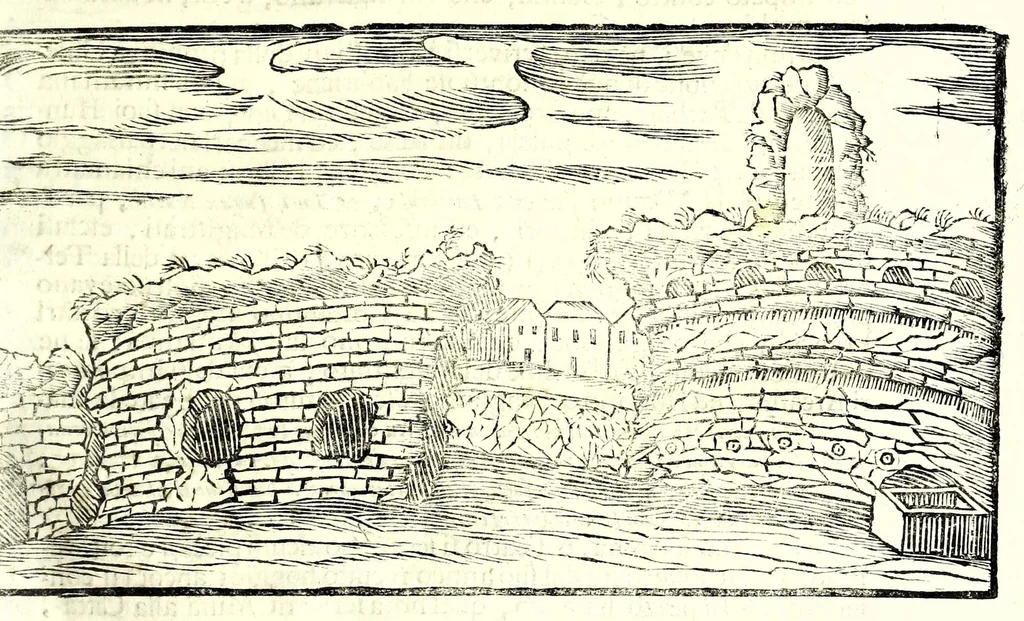 An illustration from Historia antica e moderna, sacra e profana, della città di Trieste, celebre colonia de'cittadini Romani : con la notitia di molt'arcani d'antichità, prerogative di nobiltà, e gesti d'huomini illustri, privilegi della città, e famiglie d'essa, varietà d'eruditioni, inscrittioni, sassi, mausolei, M.S. successi, mutationi de riti, e dominj, fin'à quest'anno 1698, 1698, leaf 275