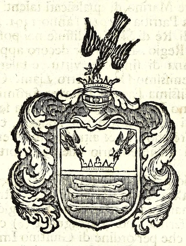An illustration from Historia antica e moderna, sacra e profana, della città di Trieste, celebre colonia de'cittadini Romani : con la notitia di molt'arcani d'antichità, prerogative di nobiltà, e gesti d'huomini illustri, privilegi della città, e famiglie d'essa, varietà d'eruditioni, inscrittioni, sassi, mausolei, M.S. successi, mutationi de riti, e dominj, fin'à quest'anno 1698, 1698, leaf 710