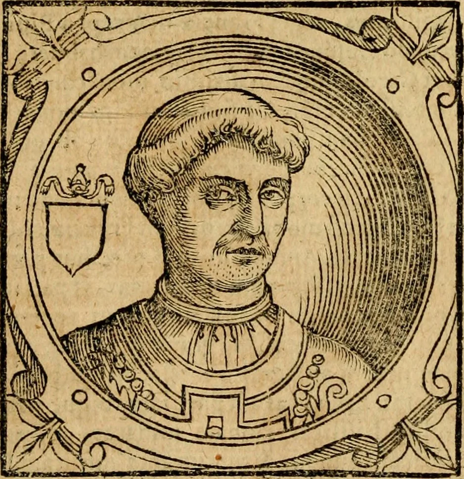 An illustration from Historia B. Platinae de vitis pontificum Romanorum : a D.N. Jesu Christo usque ad Paulum II. venetum papam : longe' quam antea emendatior, doctissimarumq[ue] annotationum Onuphrii Panuinii accessione nunc illustrior reddita : cui, eiusdem Onuphrii accurata atque fideli operâ, reliquorum pontificum vitae, usq[ue] ad Pium V. & Antonii Ciccarellae, usq[ue] ad Clementem VIII. qui hodiè sanctæ Romanae Catholicae ecclesiae præsidet, adiunctæ sunt : accesserunt nunc demum omnium pontificum verae effigies : omnia summo studio emendata & correcta, 1600, leaf 115