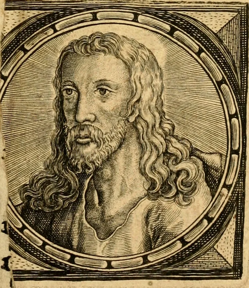 An illustration from Historia B. Platinae de vitis pontificum Romanorum : a D.N. Jesu Christo usque ad Paulum II. venetum papam : longe' quam antea emendatior, doctissimarumq[ue] annotationum Onuphrii Panuinii accessione nunc illustrior reddita : cui, eiusdem Onuphrii accurata atque fideli operâ, reliquorum pontificum vitae, usq[ue] ad Pium V. & Antonii Ciccarellae, usq[ue] ad Clementem VIII. qui hodiè sanctæ Romanae Catholicae ecclesiae præsidet, adiunctæ sunt : accesserunt nunc demum omnium pontificum verae effigies : omnia summo studio emendata & correcta, 1600, leaf 4