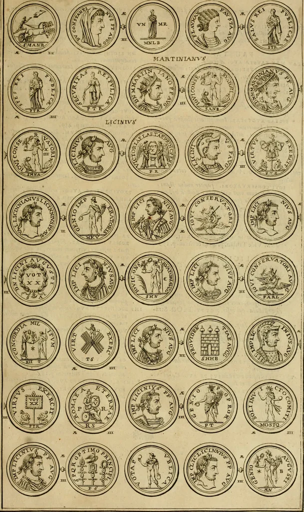 An illustration from Historia Byzantina duplici commentario illustrata : prior, Familias ac stemmata imperatorum constantinopolianorum, cum eorundem augustorum nomismatibus, & aliquot iconibus : praeterea familias dalmaticas & turcicas complecticur : alter, Descriptionem urbis constantinopolitanae, qualis extitit sub imperatoribus christianis, 1680, leaf 40