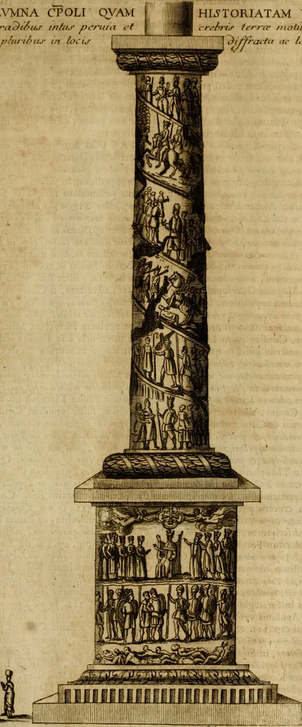 An illustration from Historia Byzantina duplici commentario illustrata : prior, Familias ac stemmata imperatorum constantinopolianorum, cum eorundem augustorum nomismatibus, & aliquot iconibus : praeterea familias dalmaticas & turcicas complecticur : alter, Descriptionem urbis constantinopolitanae, qualis extitit sub imperatoribus christianis, 1680, leaf 492