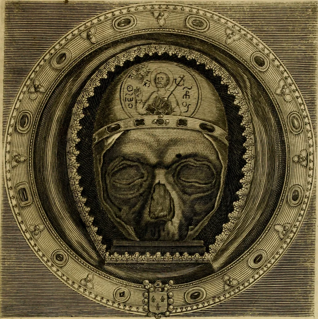 An illustration from Historia Byzantina duplici commentario illustrata : prior, Familias ac stemmata imperatorum constantinopolianorum, cum eorundem augustorum nomismatibus, & aliquot iconibus : praeterea familias dalmaticas & turcicas complecticur : alter, Descriptionem urbis constantinopolitanae, qualis extitit sub imperatoribus christianis, 1680, leaf 700