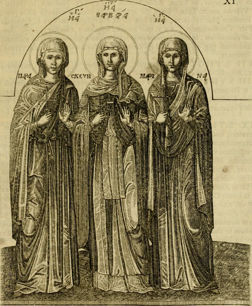 An illustration from Historia Byzantina duplici commentario illustrata : prior, Familias ac stemmata imperatorum constantinopolianorum, cum eorundem augustorum nomismatibus, & aliquot iconibus : praeterea familias dalmaticas & turcicas complecticur : alter, Descriptionem urbis constantinopolitanae, qualis extitit sub imperatoribus christianis, 1680, leaf 748