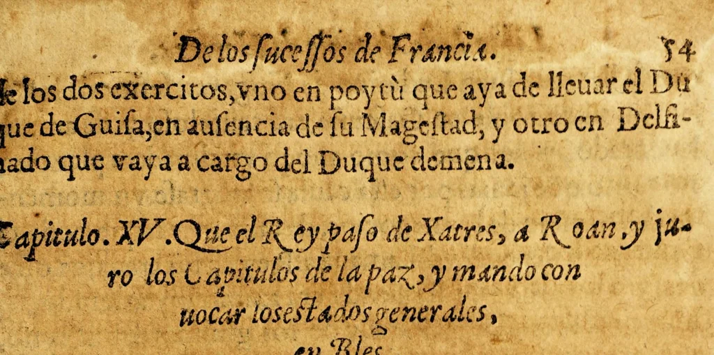 An illustration from Historia de Antonio de Herrera, criado de Su Magestad, y su coronista mayor de las Indias, de los sucessos de Francia, desde el año de 1585. que començò la Liga Catolica, hasta en fin del año 1594. ., 1598, leaf 121