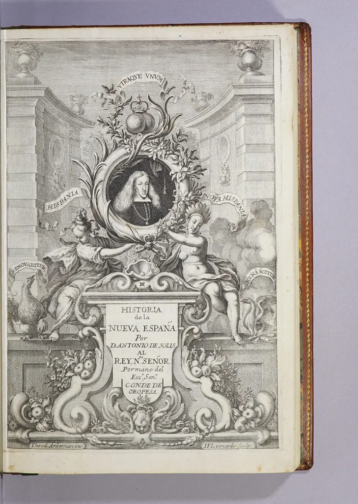 An illustration from Historia de la conquista de Mexico, : poblacion, y progressos de la America Septentrional, conocida por el nombre de Nueua España., 1684, leaf 9