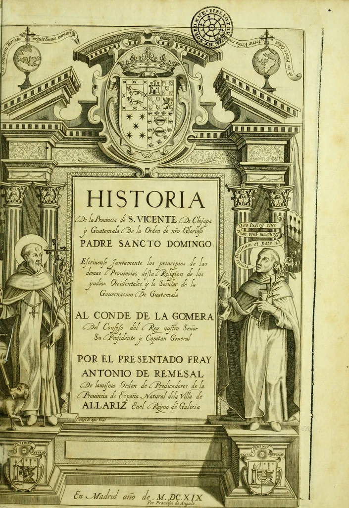An illustration from Historia de la Provincia de S. Vicente de Chiapa y Guatemala de la orden de ñro glorioso padre Sancto Domingo: escribense juntamente los principios de las demas provincias de esta religion de las Indias Occidentales, y lo secular de la gobernacion de Guatemala, 1619, leaf 6