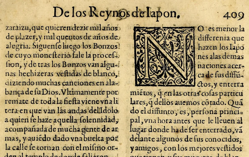 An illustration from Historia de las missiones que han hecho los religiosos de la Compañia de Iesus, para predicar el Sancto Euangelio en la India oriental, y en los reynos de la China y Iapon., 1601, leaf 425