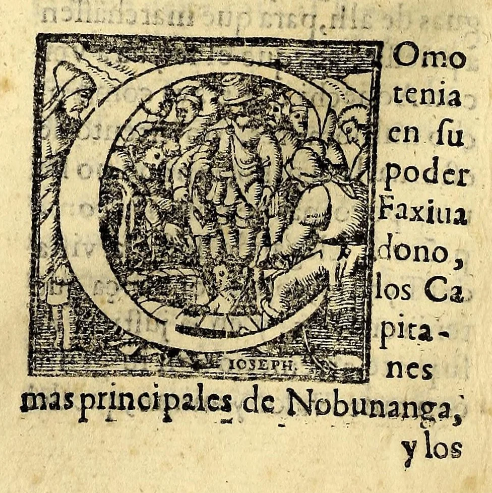 An illustration from Historia de las missiones que han hecho los religiosos de la Compañia de Iesus, para predicar el Sancto Euangelio en la India oriental, y en los reynos de la China y Iapon., 1601, leaf 328