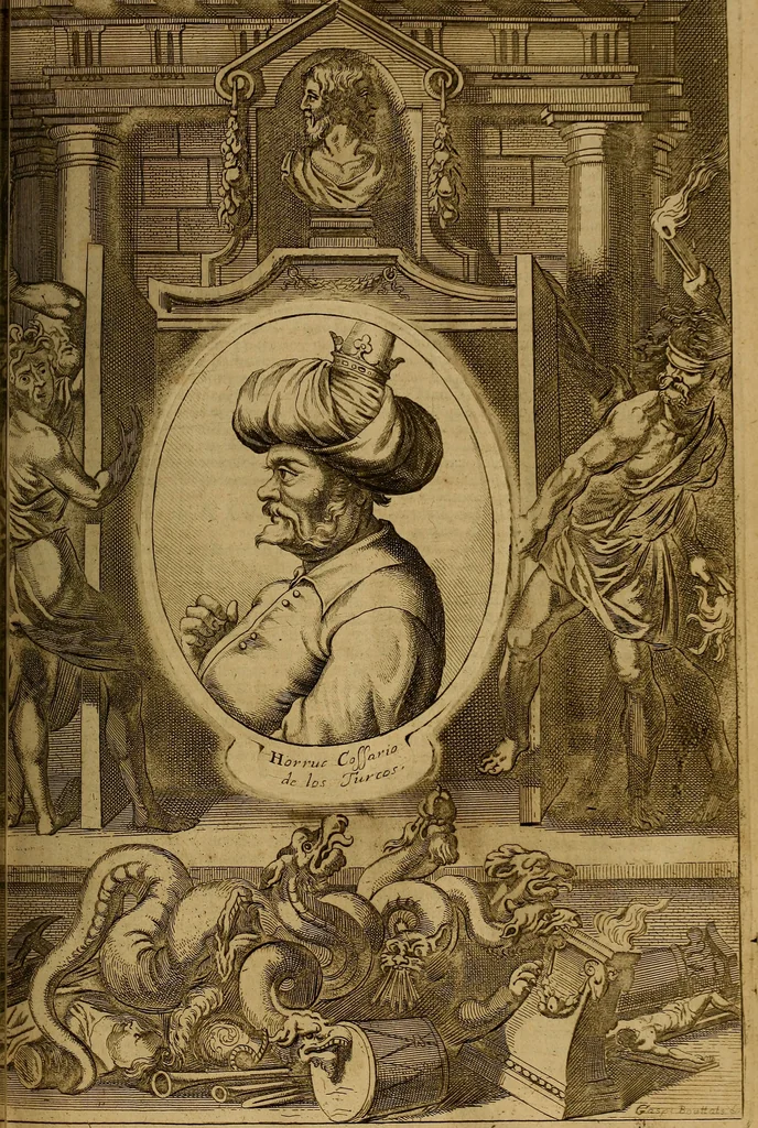 An illustration from Historia de la vida y hechos del emperador Carlos V. maximo : fortissimo, rey catholico de España, y de las Indias, islas, y tierra firme del mar oceano, &c, 1681, leaf 100