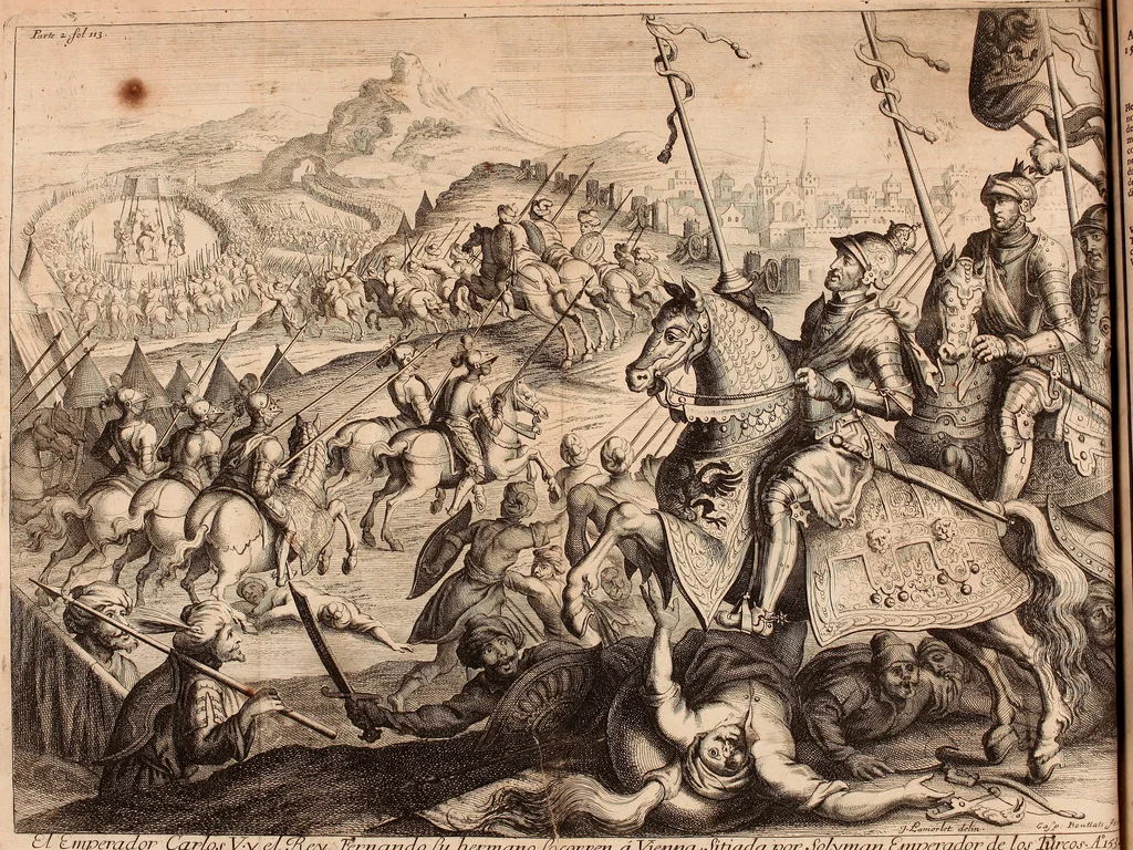 An illustration from Historia de la vida y hechos del emperador Carlos V. maximo : fortissimo, rey catholico de España, y de las Indias, islas, y tierra firme del mar oceano, &c, 1681, leaf 127