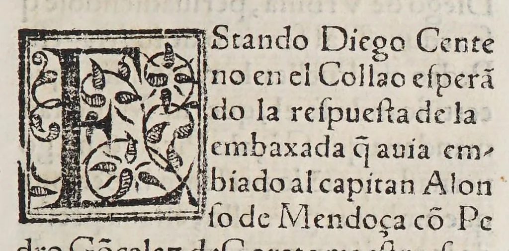 An illustration from Historia del descubrimiento y conquista de las prouincias del Peru, : y de los successos que en ella ha auido, desde que se conquistò, hasta que el licenciado de la Gasca obispo de Siguença boluio a estos reynos: y de las cosas naturales que en la dicha prouincia se hallan dignas de memoria., 1578, leaf 223