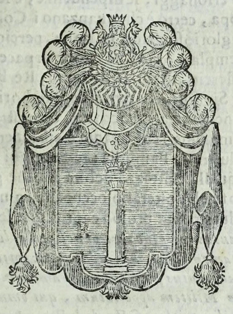An illustration from Historia della augustissima famiglia Colonna, dove si contiene l'antica sua origine, descendenza, e progressi, vite de santi, de papi, cardinali, e capitani più illustri di essa, laconicamente, 1658, leaf 17