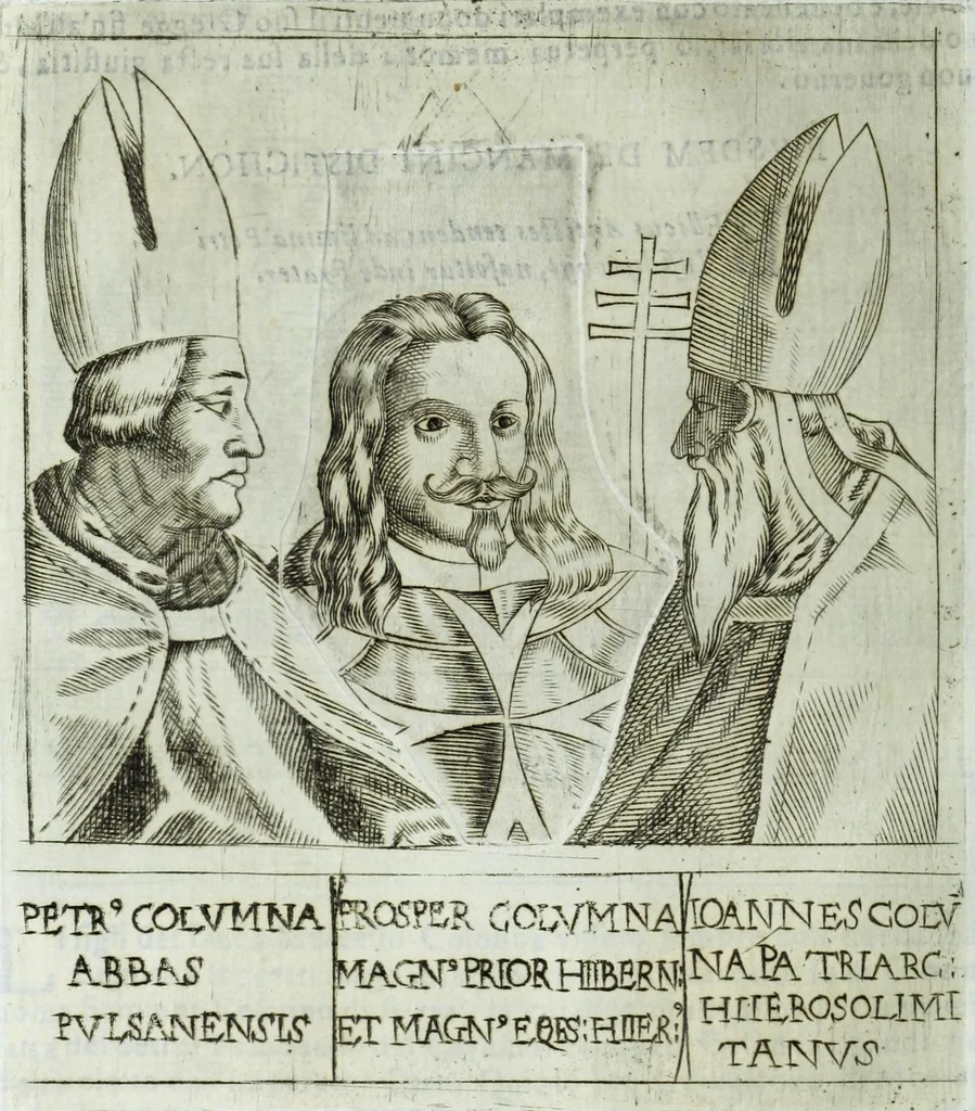 An illustration from Historia della augustissima famiglia Colonna, dove si contiene l'antica sua origine, descendenza, e progressi, vite de santi, de papi, cardinali, e capitani più illustri di essa, laconicamente, 1658, leaf 214