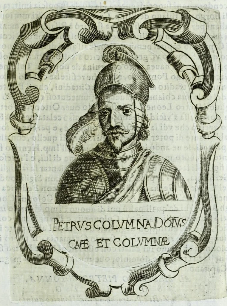 An illustration from Historia della augustissima famiglia Colonna, dove si contiene l'antica sua origine, descendenza, e progressi, vite de santi, de papi, cardinali, e capitani più illustri di essa, laconicamente, 1658, leaf 239