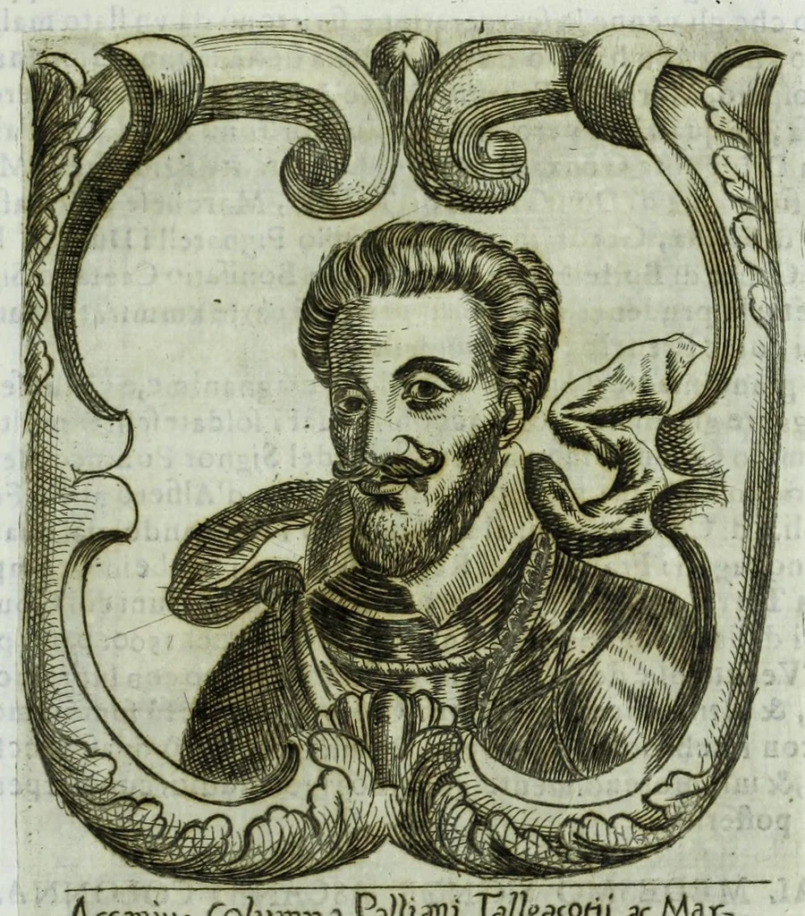 An illustration from Historia della augustissima famiglia Colonna, dove si contiene l'antica sua origine, descendenza, e progressi, vite de santi, de papi, cardinali, e capitani più illustri di essa, laconicamente, 1658, leaf 287