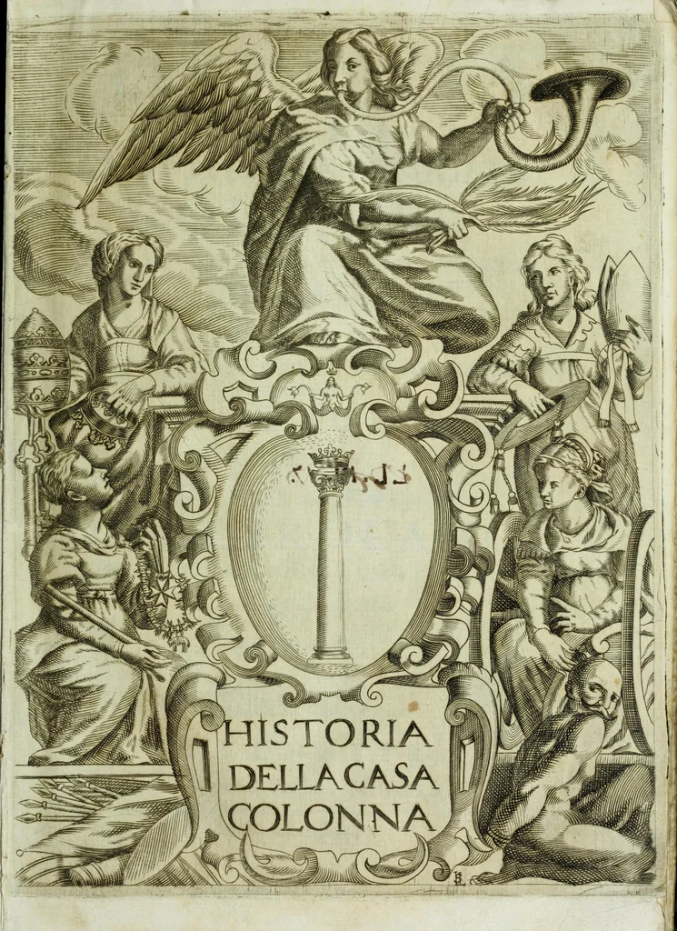 An illustration from Historia della augustissima famiglia Colonna, dove si contiene l'antica sua origine, descendenza, e progressi, vite de santi, de papi, cardinali, e capitani più illustri di essa, laconicamente, 1658, leaf 5