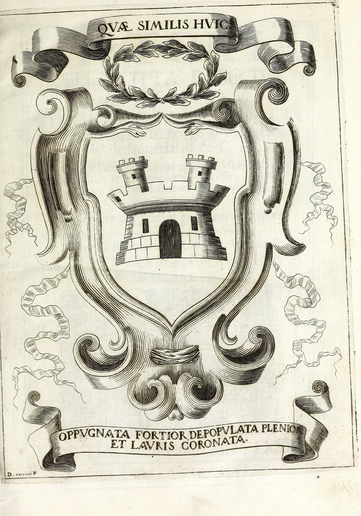 An illustration from Historia della città di Feltre, 1673, leaf 7