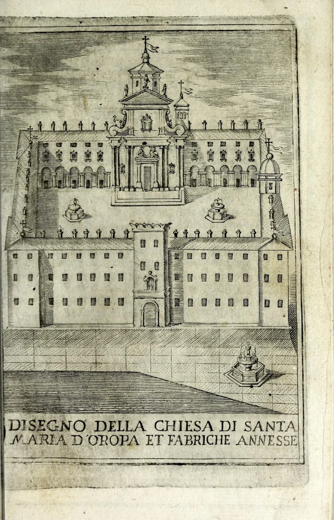 An illustration from Historia della Madonna santissima d'Oroppa : ne' monti della citta di Biella nel Piemonte : diuisa in libri trè .., 1659, leaf 85