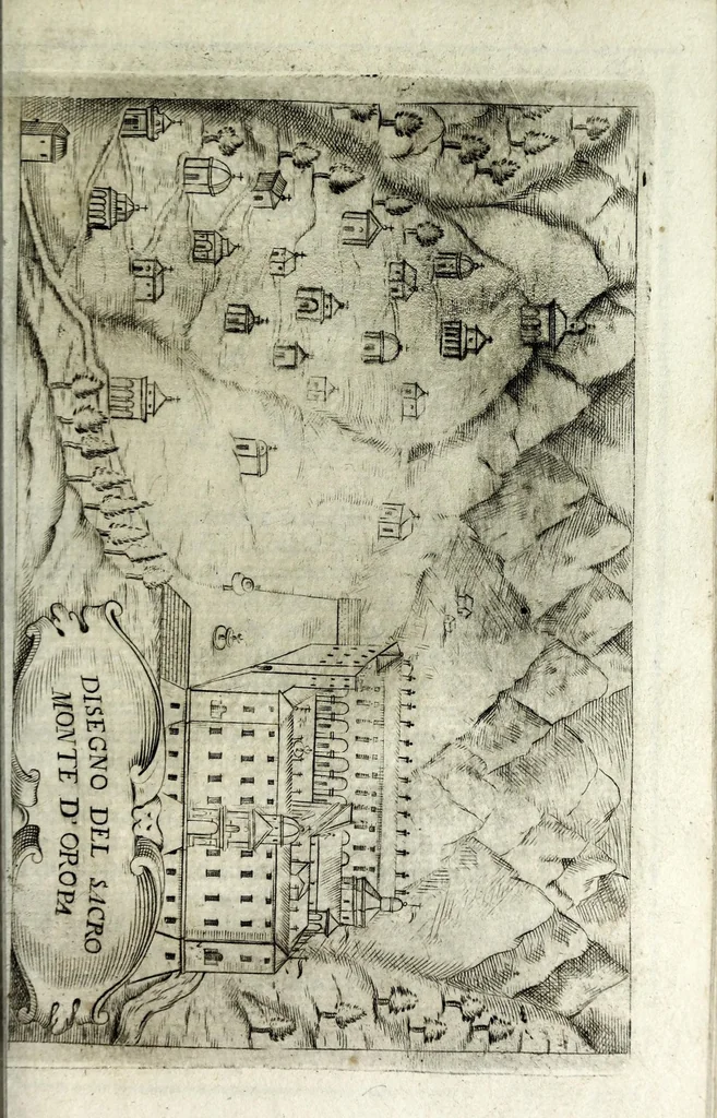 An illustration from Historia della Madonna santissima d'Oroppa : ne' monti della citta di Biella nel Piemonte : diuisa in libri trè .., 1659, leaf 95