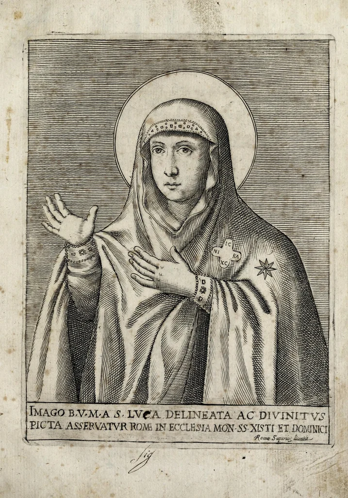 An illustration from Historia della veneranda immagine di Maria Vergine : posta nella chiesa del monastero dell rr. monache di Santi Sisto e Domenico in Roma, 1641, leaf 3