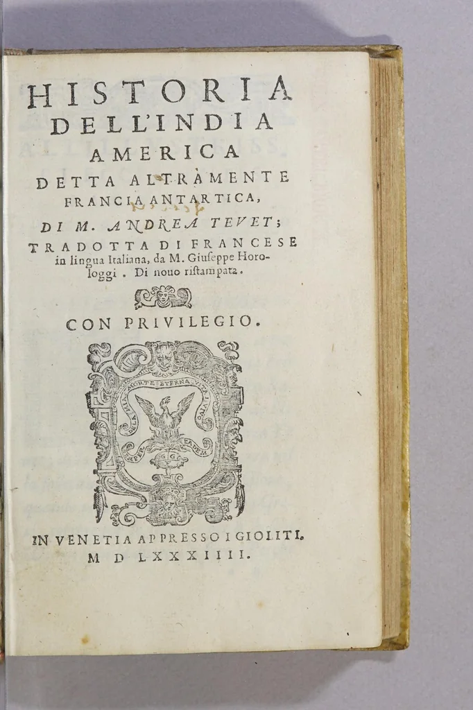An illustration from Historia dell' India America detta altramente Francia Antartica,, 1584, leaf 7