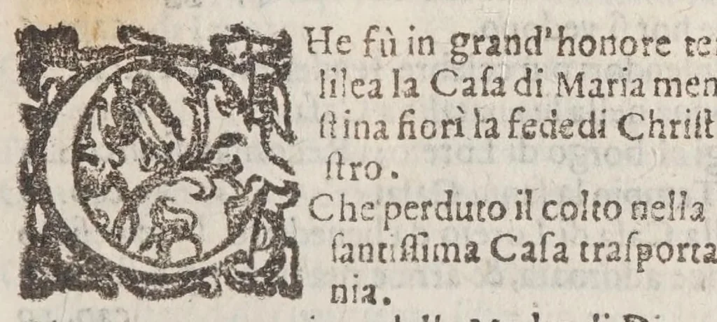 An illustration from Historia dell'origine e translatione della Santa Casa della B. Vergine Maria di Loreto : in libri cinque, 1629, leaf 11