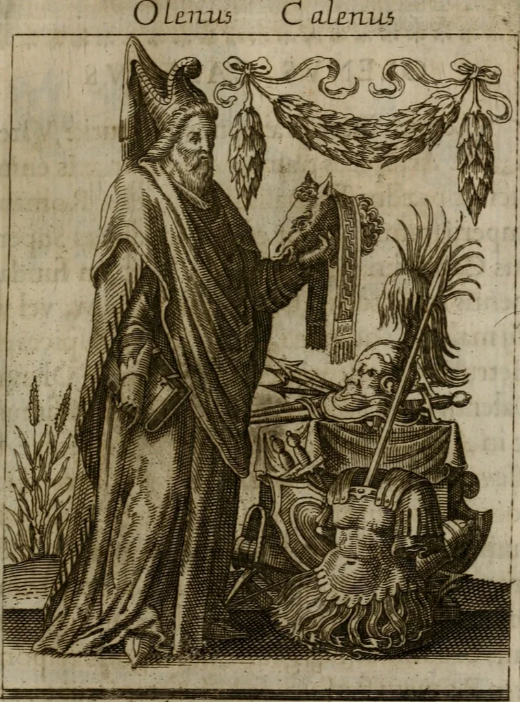 An illustration from Historia deorum fatidicorum, vatum, sibyllarum, phoebadum, apud priscos illustrium : cum eorum iconibus : præposita est dissertatio de divinatione et oraculis, 1675, leaf 132