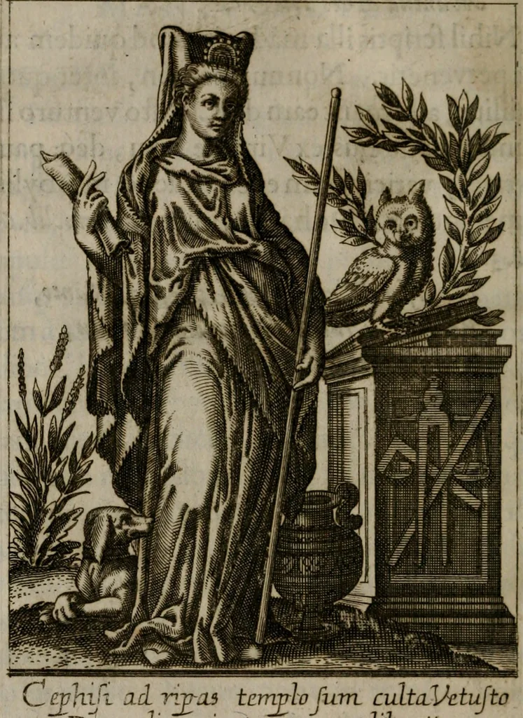 An illustration from Historia deorum fatidicorum, vatum, sibyllarum, phoebadum, apud priscos illustrium : cum eorum iconibus : præposita est dissertatio de divinatione et oraculis, 1675, leaf 233