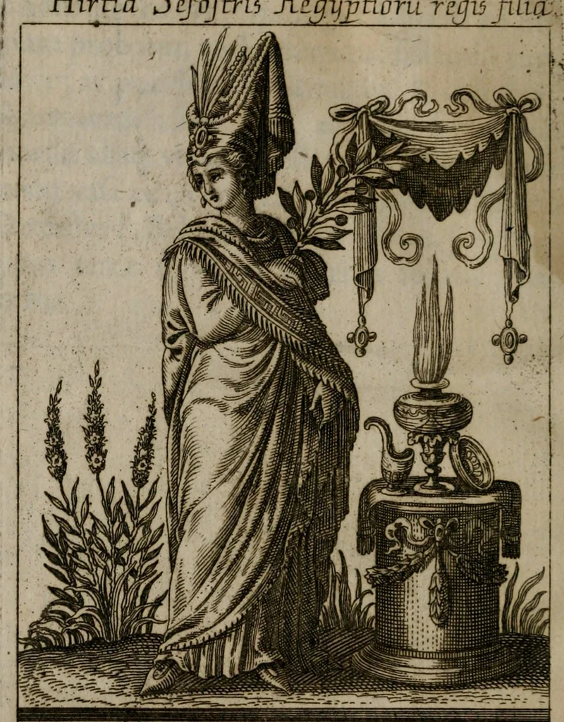 An illustration from Historia deorum fatidicorum, vatum, sibyllarum, phoebadum, apud priscos illustrium : cum eorum iconibus : præposita est dissertatio de divinatione et oraculis, 1675, leaf 251