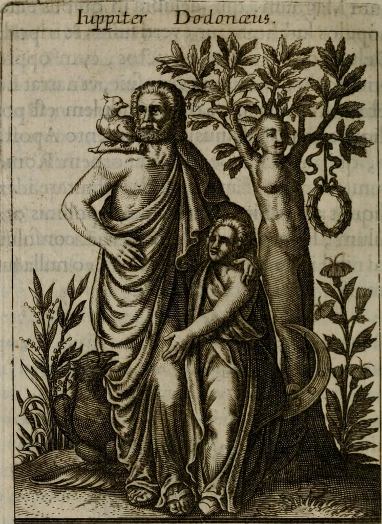 An illustration from Historia deorum fatidicorum, vatum, sibyllarum, phoebadum, apud priscos illustrium : cum eorum iconibus : præposita est dissertatio de divinatione et oraculis, 1675, leaf 43