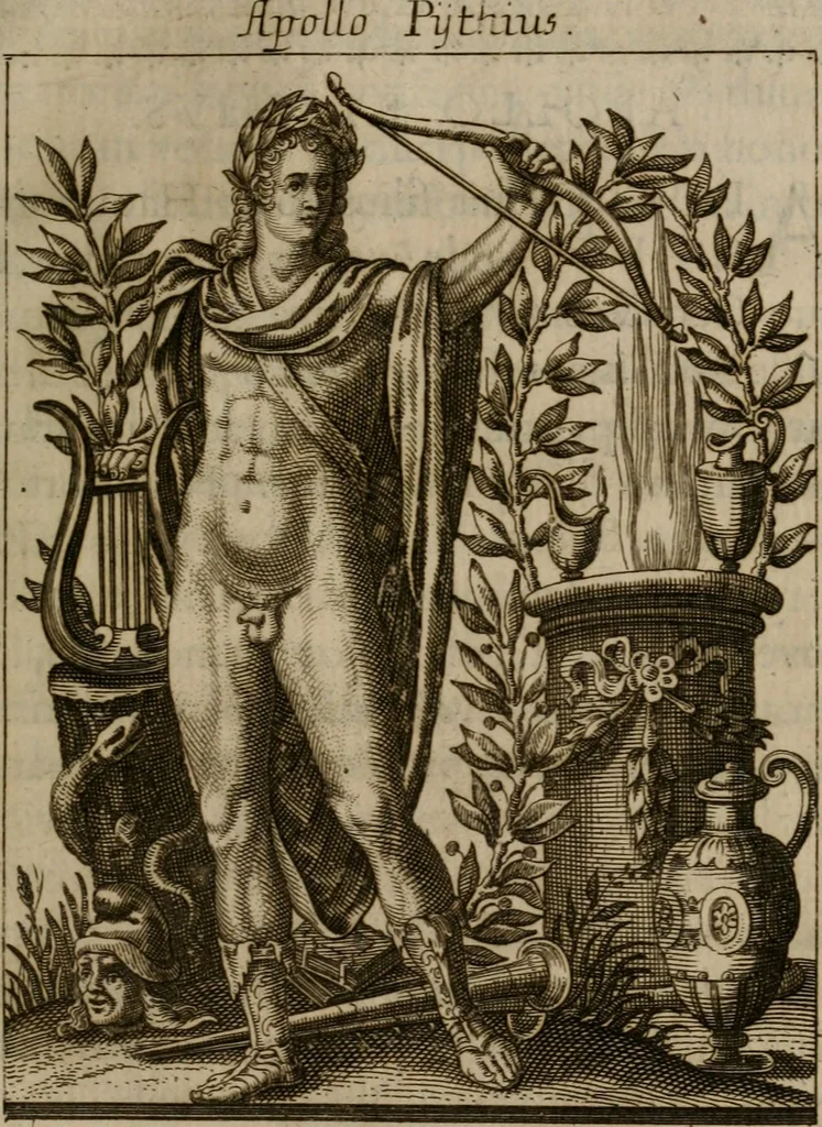 An illustration from Historia deorum fatidicorum, vatum, sibyllarum, phoebadum, apud priscos illustrium : cum eorum iconibus : præposita est dissertatio de divinatione et oraculis, 1675, leaf 52