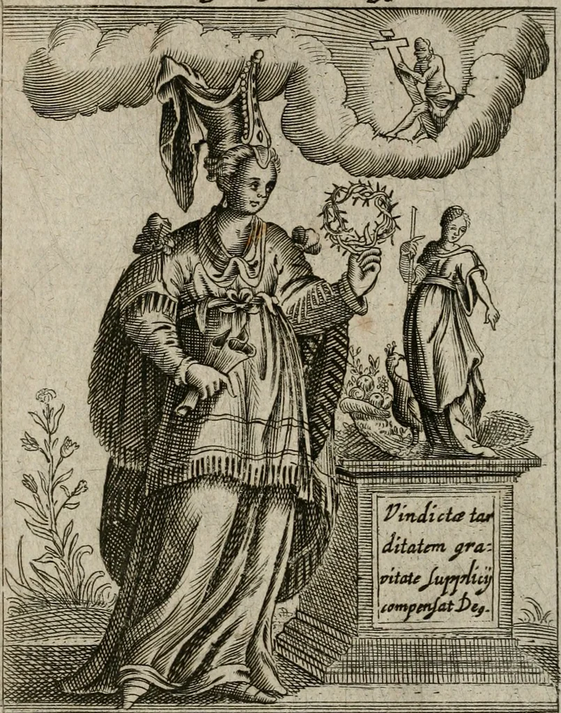 An illustration from Historia deorum fatidicorum, vatum sybillarum, phoebadum, apud priscos illustrium : cum eorum iconibus : praeposita est disertatio de divinatione & oraculis, 1680, leaf 165
