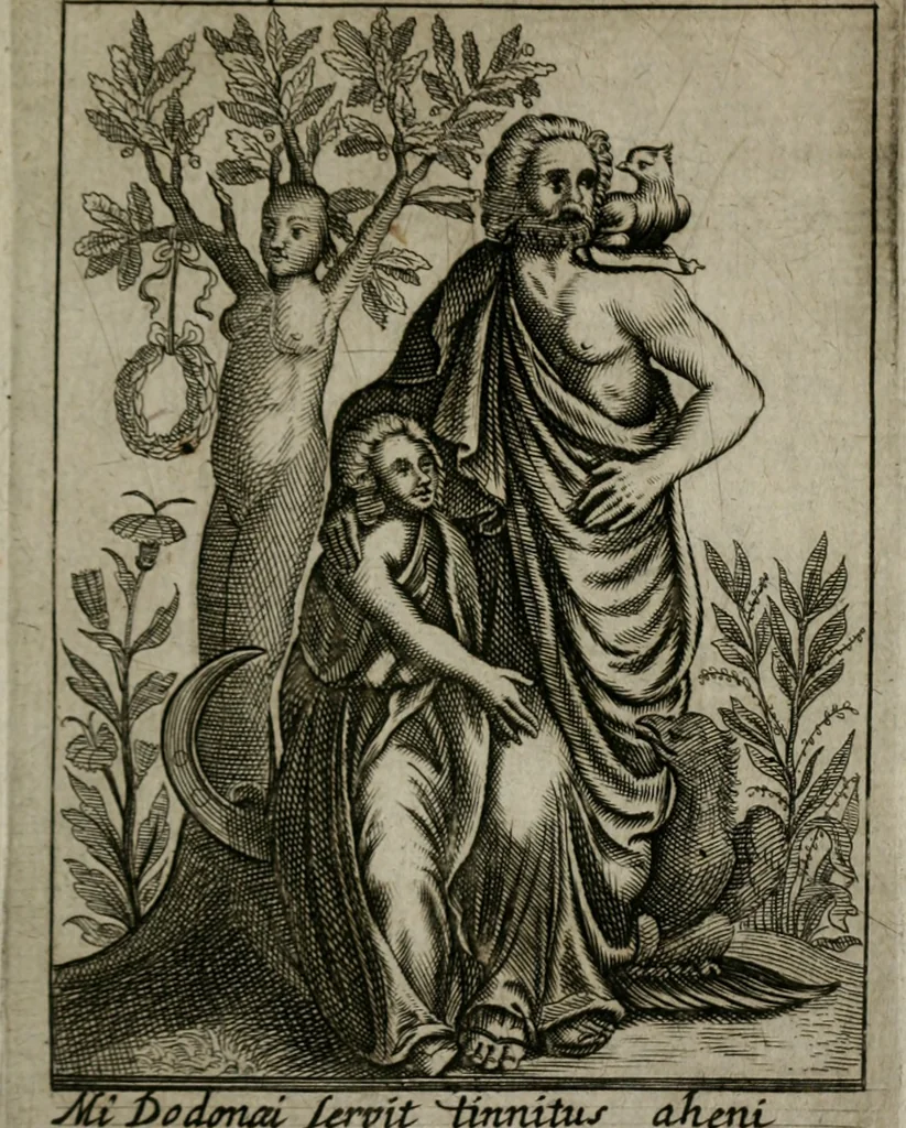 An illustration from Historia deorum fatidicorum, vatum sybillarum, phoebadum, apud priscos illustrium : cum eorum iconibus : praeposita est disertatio de divinatione & oraculis, 1680, leaf 24