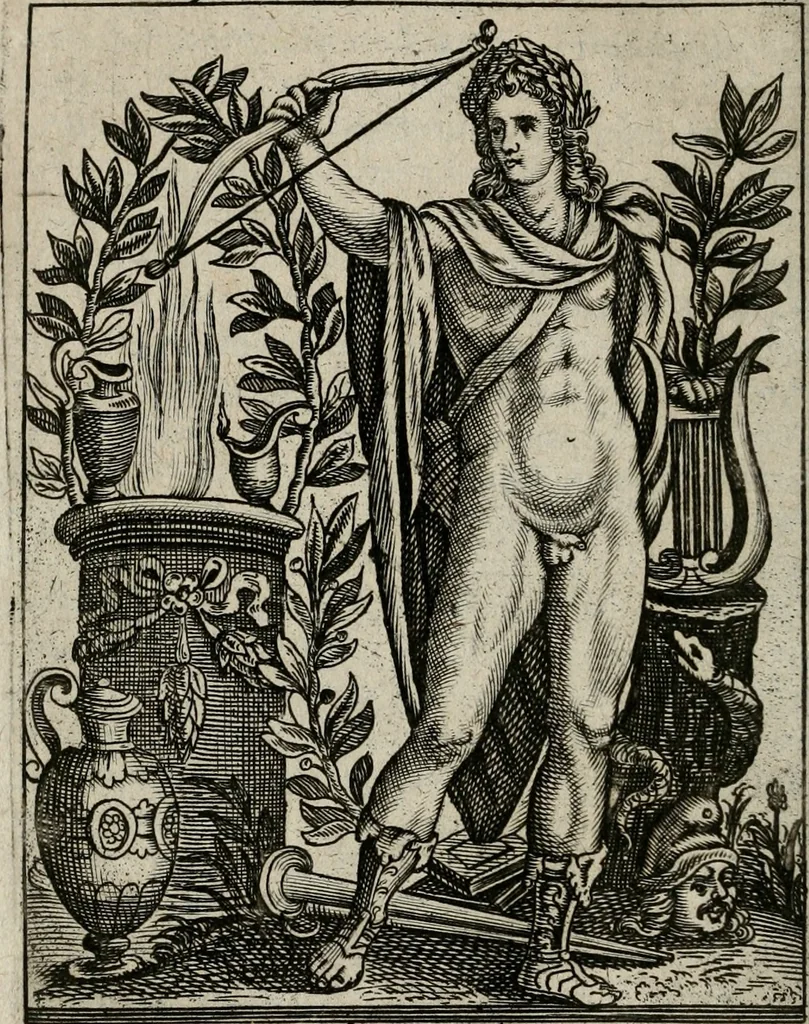 An illustration from Historia deorum fatidicorum, vatum sybillarum, phoebadum, apud priscos illustrium : cum eorum iconibus : praeposita est disertatio de divinatione & oraculis, 1680, leaf 31