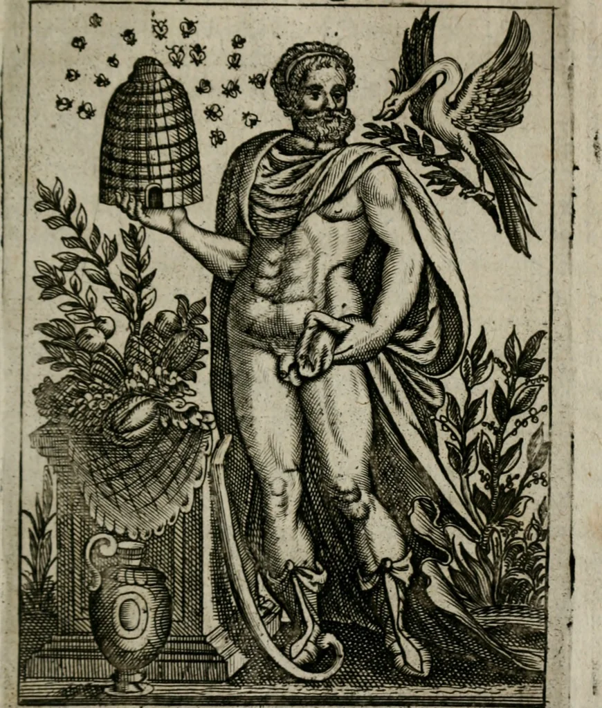 An illustration from Historia deorum fatidicorum, vatum sybillarum, phoebadum, apud priscos illustrium : cum eorum iconibus : praeposita est disertatio de divinatione & oraculis, 1680, leaf 38