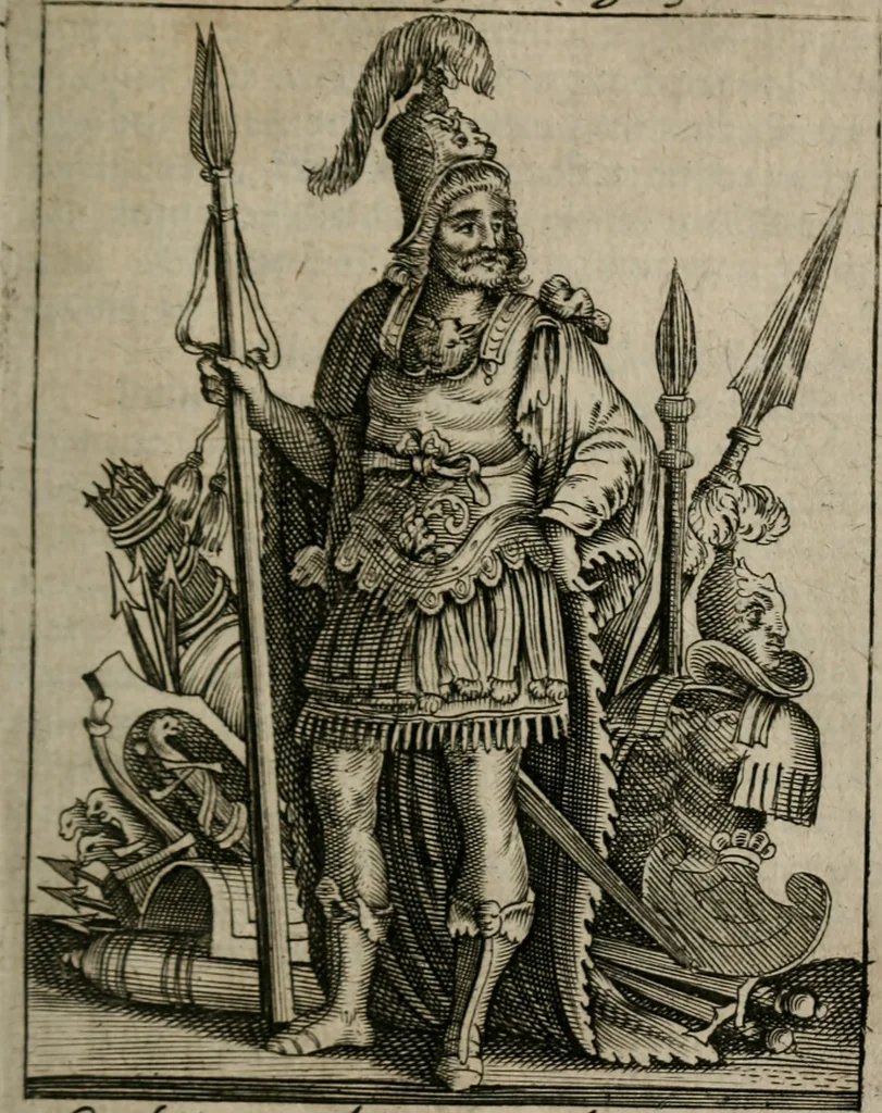 An illustration from Historia deorum fatidicorum, vatum sybillarum, phoebadum, apud priscos illustrium : cum eorum iconibus : praeposita est disertatio de divinatione & oraculis, 1680, leaf 86