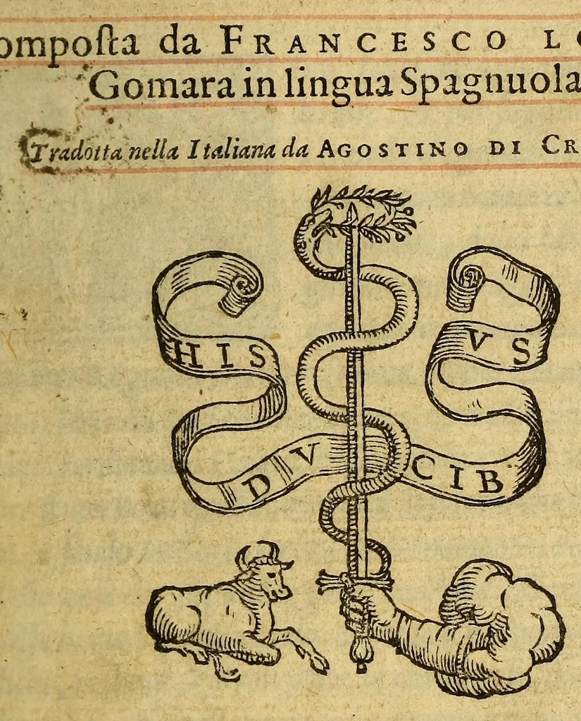 An illustration from Historia di don Ferdinando Cortes, e marchese della Valle, capitan valorosissimo, con le sue maravigliose prodezze nel tempo, che discopri, & acquisto la Nuoua Spagna. Parte terza., 1560, leaf 5