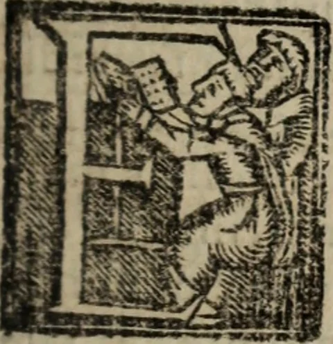 An illustration from Historia do bemauenturado Sam Ioão de Sahagum, patrão Salamantino, primeyra[-segunda] parte, 1609, leaf 180