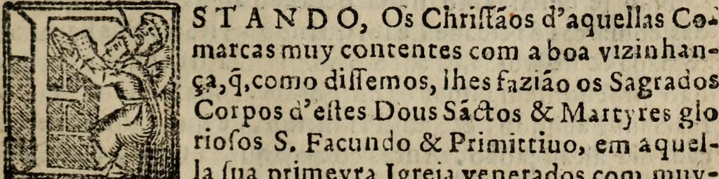 An illustration from Historia do bemauenturado Sam Ioão de Sahagum, patrão Salamantino, primeyra[-segunda] parte, 1609, leaf 26