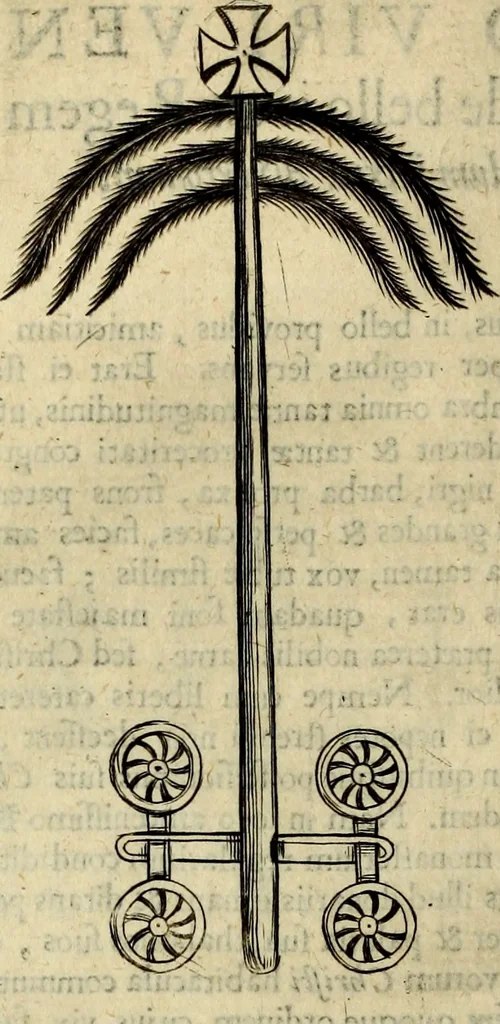 An illustration from Historiae Anglicanae Scriptores X, Simeon Monachus Dunelmensis : Johannes Prior Hagustaldensis. Ricardus Prior Hagustaldensis. Ailredus Abbas Rievallensis. Radulphus de Diceto Londoniensis. Johannes Brompton Jornallensis. Garvasius Monachus Dorobornensis. Thomas Stubbs Dominicanus. Guilielmus Thorn Cantuariensis. Henricus Knighton Leicestrensis. Ex vetustis manuscriptis, Nunc primùm in Lucem editi. Adjectis Variis Lectionius, Glossario, Indicèque copioso, 1652, leaf 247