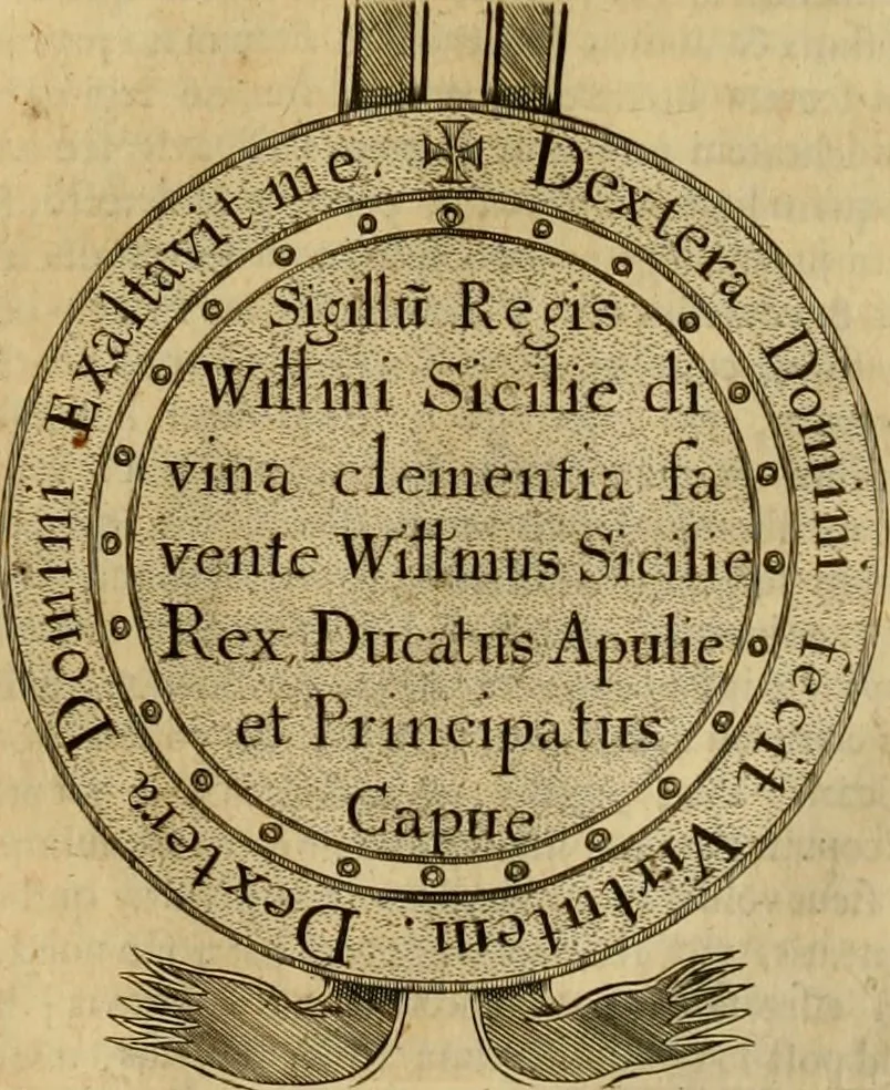 An illustration from Historiae anglicanae scriptores X. Simeon monachus Dunelmensis. Johannes prior Hagustaldensis. Ricardus prior Hagustaldensis. Ailredus abbas Rievallensis. Radulphus de Diceto Londoniensis. Johannes Brompton Jornallensis. Gervasius monachus Dorobornensis. Thomas Stubbs dominicanus. Guilielmus Thorn Cantuariensis. Henricus Knighton Leicestrensis. Ex vetustis manuscriptis, nunc primum in lucem editi. Adjectis variis lectionibus, glossario, indicéque copioso, 1652, leaf 634