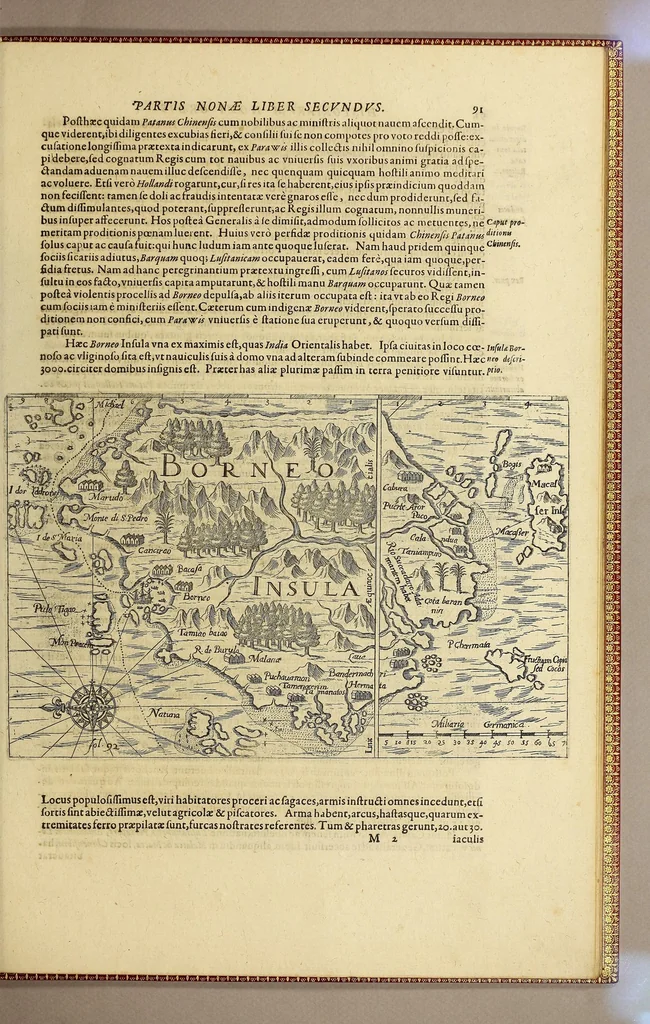 An illustration from Historiae antipodum siue Noui Orbis, qui vulgo Americae et Indiae Occidentalis nomine vsurpatur, pars nona: : continens veram et genvinam descriptionem duarum nauigationum Hollandicarum, quas Batavi diversas orbis partes magno animo, etsi varia fortuna, susceperunt. I. Et primo quidem libro narratur, quo pacto quinq[ue] naues, quae Amsterdamo soluerant. Magellanici freti angustiis superatis in Moluccas insulas pertendere conatae, diuerso euentu vsae fuerint, tribus scopum suum affecutis, duabus reliquis in periculoso illo stricto vi tempestarum variè afflectis, irritoque conamine tandem domum redire compulsis. II. Secundo libro felix & admirabilis Oliuerii van-der-Noort totius orbis periplus percensetur, vbi permulta memoratu dignissima, quae toto illo itinere occurrerunt, verè describuntur. Omnia hactenus confuse nec suo loco edita: nunc verò sublatis innumeris mendiis, interpretum Ablepsia admissis, decenter & ordine accurata:, 1633, leaf 101