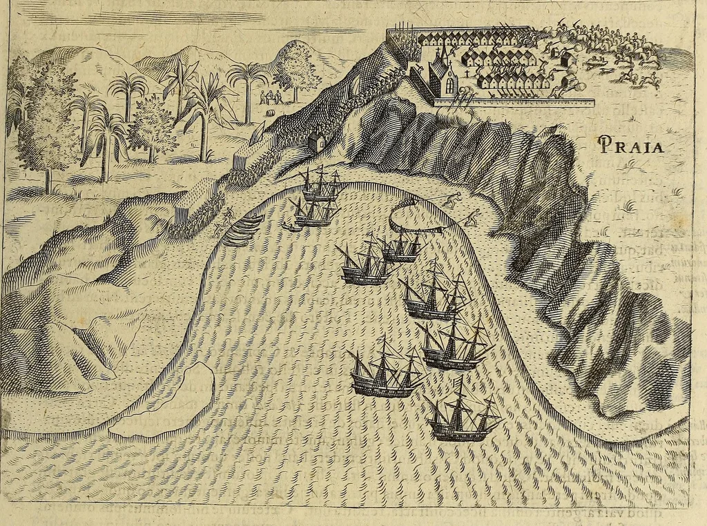 An illustration from Historiae antipodum siue Noui Orbis, qui vulgo Americae et Indiae Occidentalis nomine vsurpatur, pars nona: : continens veram et genvinam descriptionem duarum nauigationum Hollandicarum, quas Batavi diversas orbis partes magno animo, etsi varia fortuna, susceperunt. I. Et primo quidem libro narratur, quo pacto quinq[ue] naues, quae Amsterdamo soluerant. Magellanici freti angustiis superatis in Moluccas insulas pertendere conatae, diuerso euentu vsae fuerint, tribus scopum suum affecutis, duabus reliquis in periculoso illo stricto vi tempestarum variè afflectis, irritoque conamine tandem domum redire compulsis. II. Secundo libro felix & admirabilis Oliuerii van-der-Noort totius orbis periplus percensetur, vbi permulta memoratu dignissima, quae toto illo itinere occurrerunt, verè describuntur. Omnia hactenus confuse nec suo loco edita: nunc verò sublatis innumeris mendiis, interpretum Ablepsia admissis, decenter & ordine accurata:, 1633, leaf 11