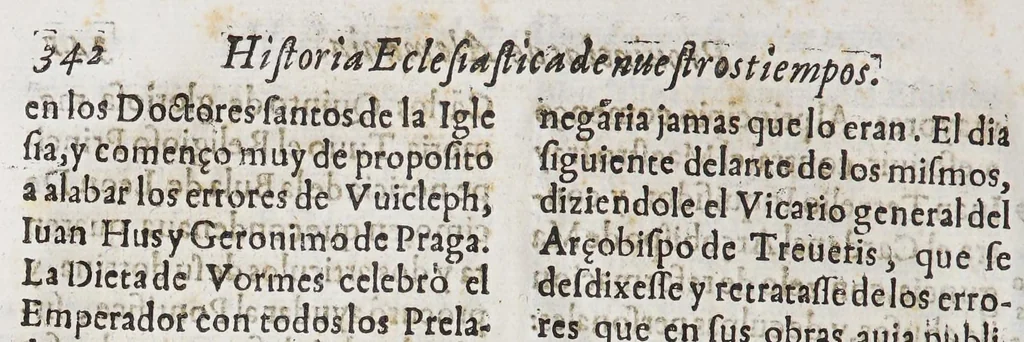 An illustration from Historia eclesiastica de nuestros tiempos, : que es compendio de los excelentes frutos que en ellos el estado eclesiastico y sagradas religiones han hecho y hazen, en la conuersion de idolatras y reducion de hereges. Y de los ilustres martirios de varones apostolicos, que en esta heroicas empressas han padecido., 1611, leaf 354