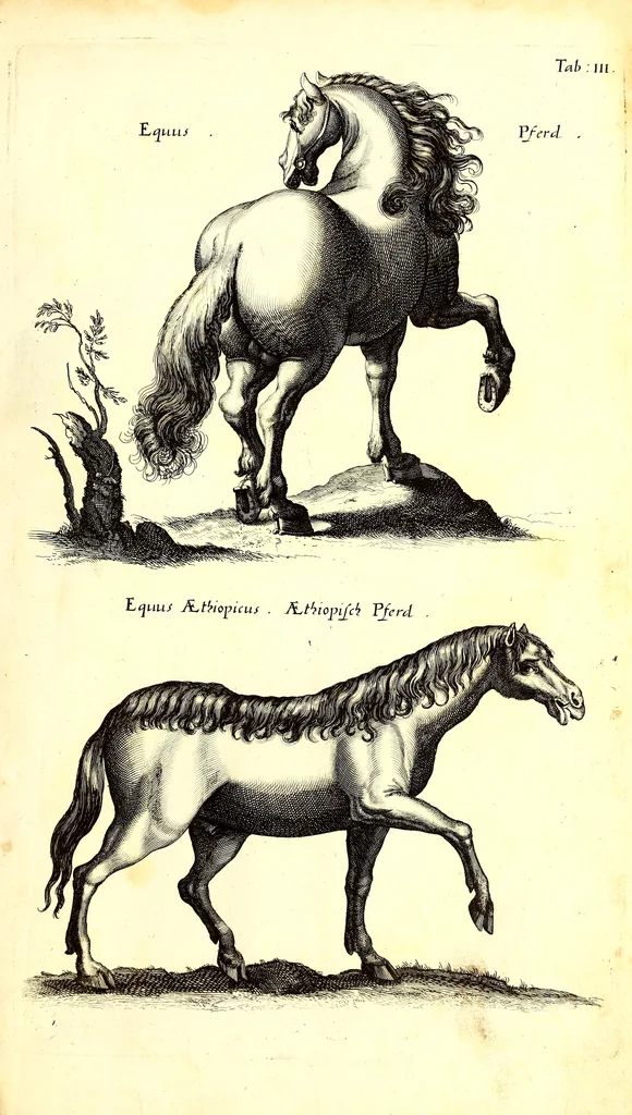 An illustration from Historiae naturalis de quadrupetibus libri : cum aeneis figuris; [Historiae naturalis de serpentibus libri II ; Historiae naturalis de insectis libri III ; Historiae naturalis de exanguibus aquaticis libri IV ; Historiae naturalis de piscibus et cetis libri V ; Historiae naturalis de avibus libri VI], 1650, leaf 18